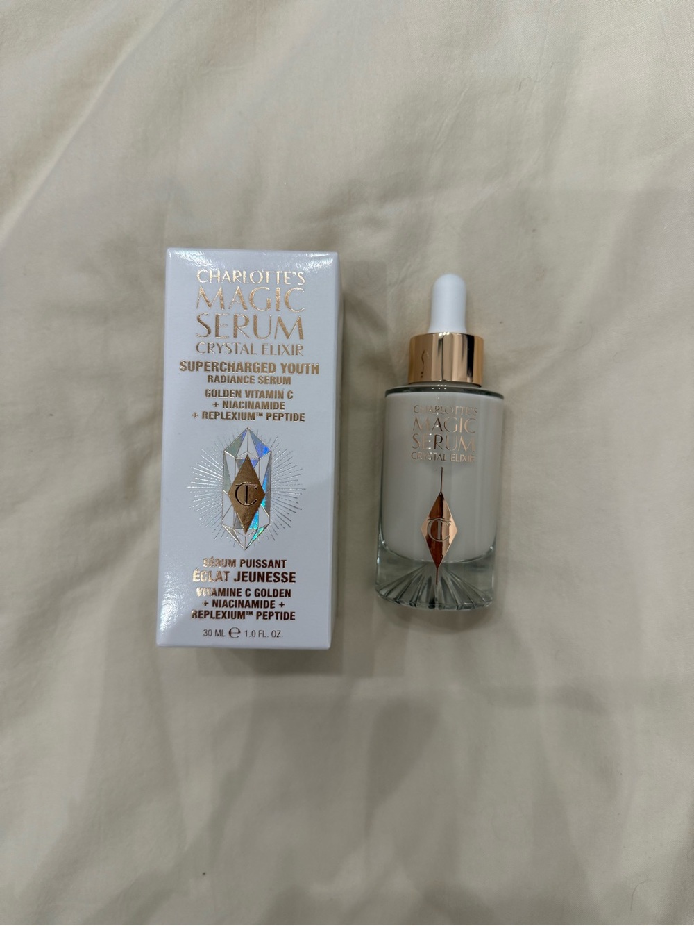 Charlotte Tilbury Serum in White and Gold Packaging